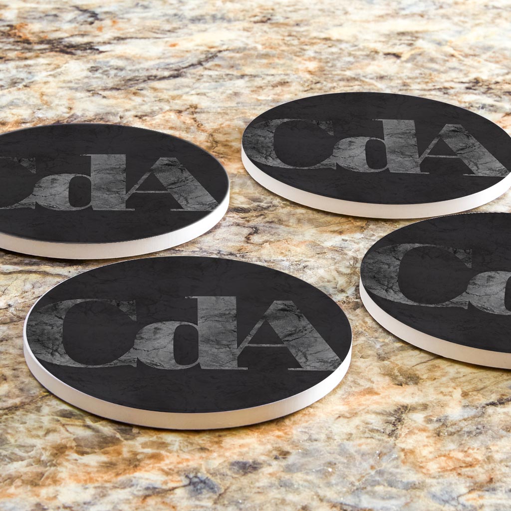 Minimalist B&W Idaho Cda Black Initials | Absorbent Coasters | Set of 4 | Min 2