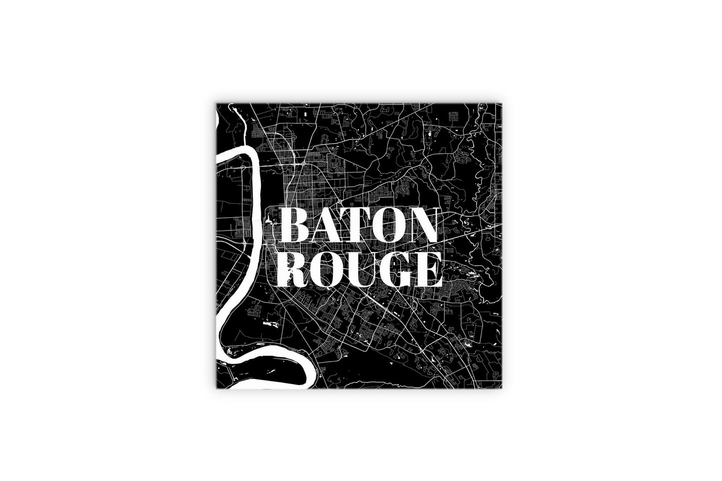 Minimalistic Baton Rouge Black Map | Wood Sign | Eaches | Min 2