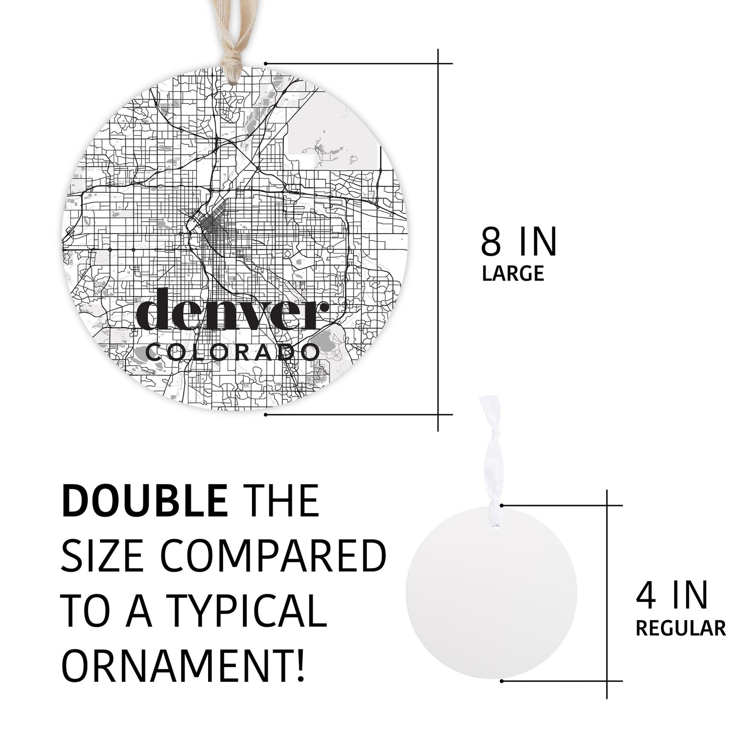 Black And White White Map Colorado Denver | Wood Ornament | Eaches | Min 1