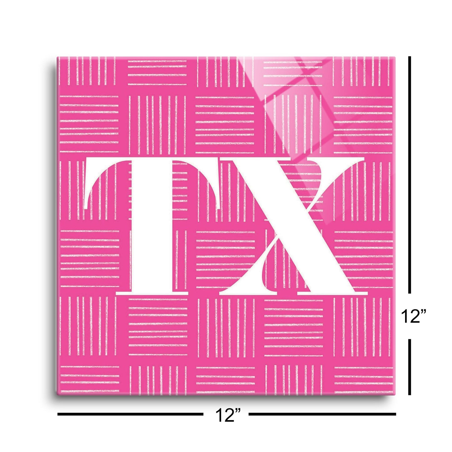 Bright Modern Abbreviated On Pink Texas | Hi-Def Glass Art | Eaches | Min 1