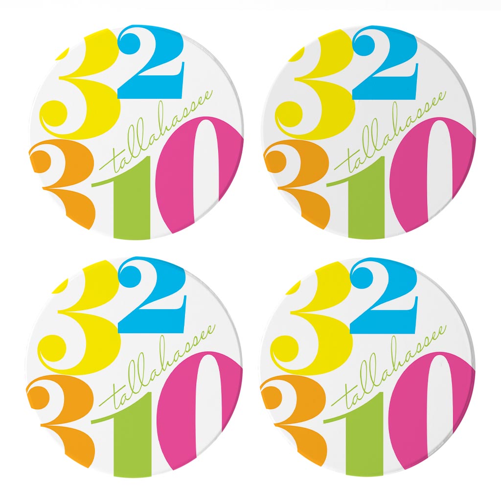 Bright Modern Color Block City Zip Florida Tallahassee | Absorbent Coasters | Set of 4 | Min 2