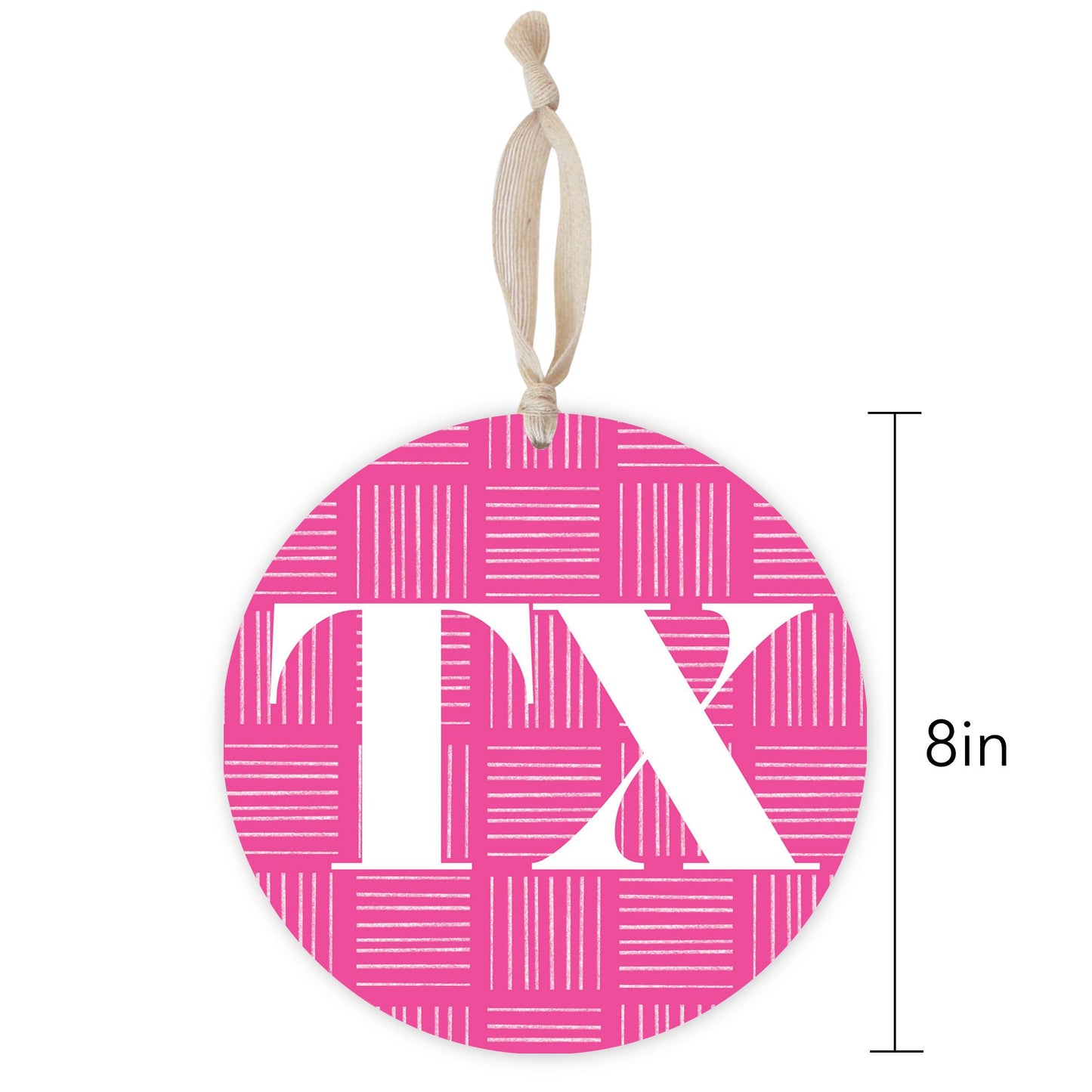 Bright Modern Abbreviated On Pink Texas | Wood Ornament | Eaches | Min 1