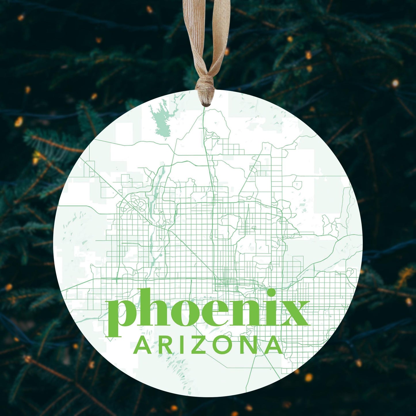 Bright Modern Green Map Arizona Phoenix | Wood Ornament | Eaches | Min 1