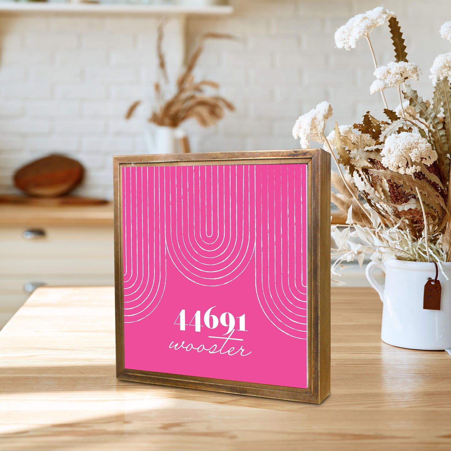 Bright Modern City Zip On Pink Ohio Wooster | Wood Sign | Eaches | Min 1