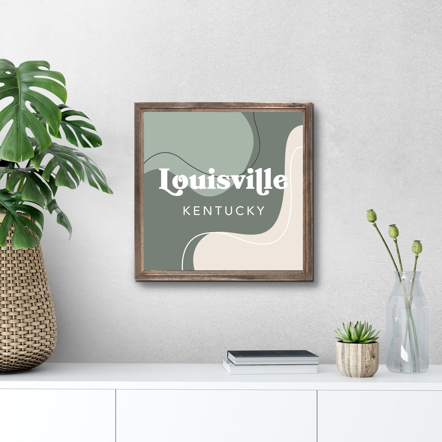 Vintage Groove Fluid Green Kentucky Louisville | Wood Sign | Eaches | Min 1