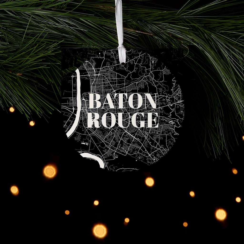 Minimalistic Baton Rouge Black Map | Wood Ornament | Eaches | Min 6