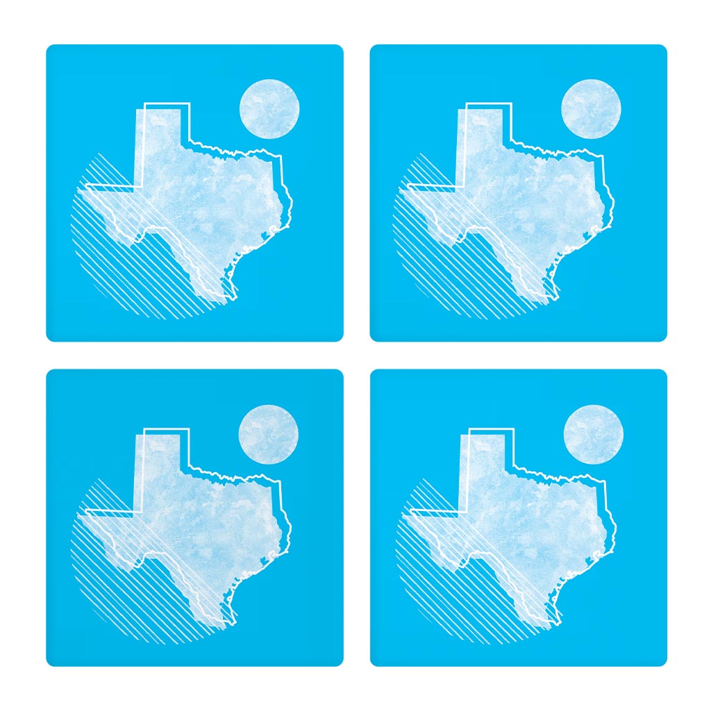 Bright Modern Geometric On Blue Texas | Absorbent Coasters | Set of 4 | Min 2