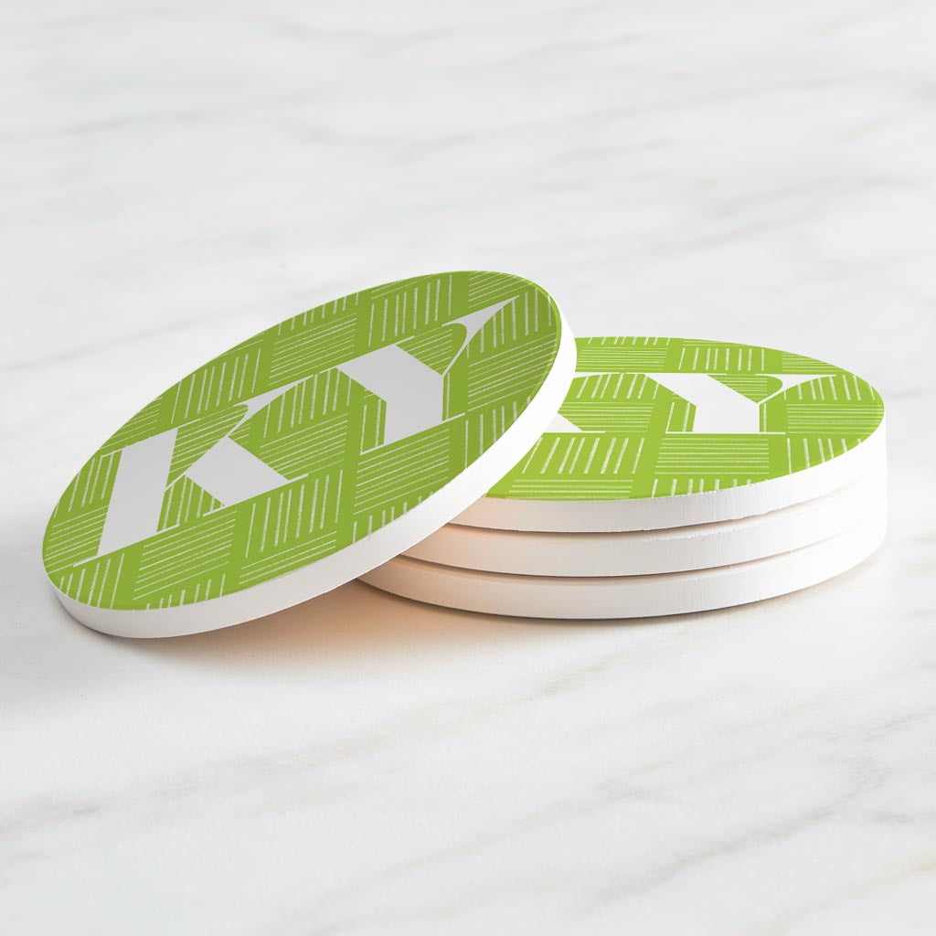 Bright Modern Abbreviated On Green Kentucky| Absorbent Coasters | Set of 4 | Min 2