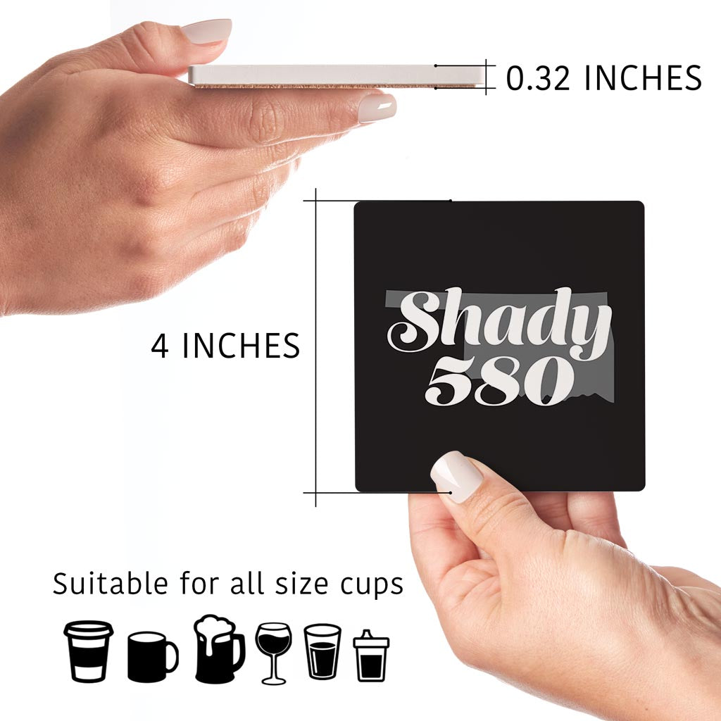 Minimalistic B&W Ardmore Ok Shady 580 Black | Absorbent Coasters | Set of 4 | Min 2