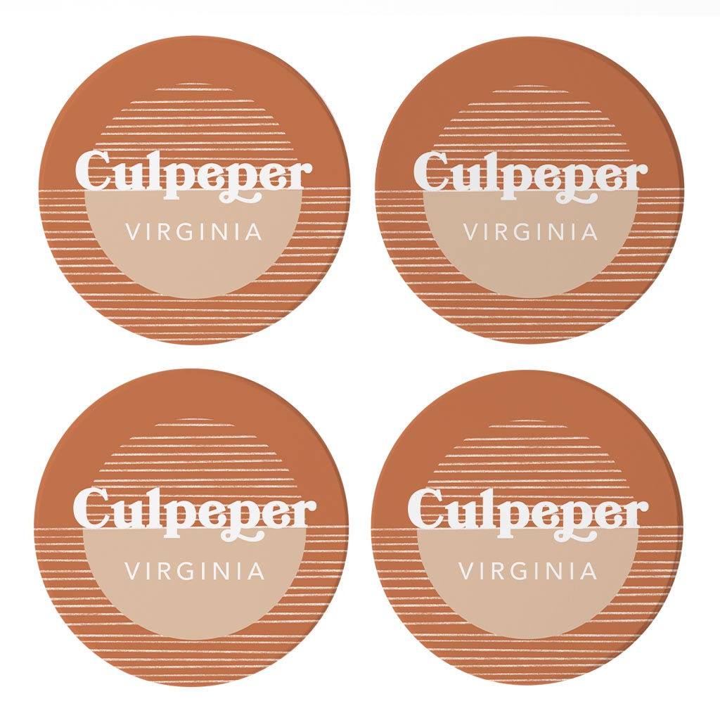 Vintage Groove Half Circle Lines Virginia Culpeper | Absorbent Coasters | Set of 4 | Min 2