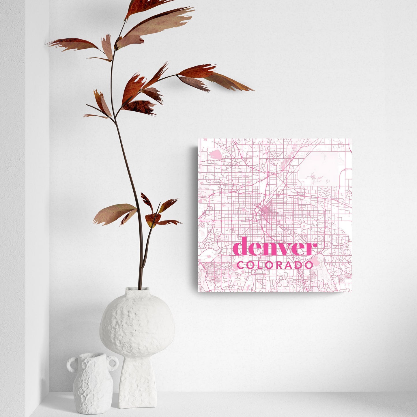 Bright Modern Pink Map Colorado Denver | Hi-Def Glass Art | Eaches | Min 2