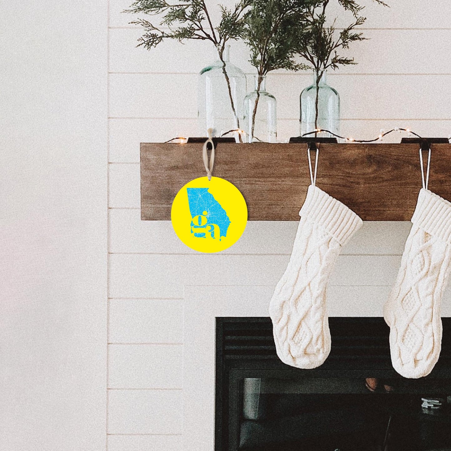 Bright Modern Abbreviated State Yellow Georgia | Wood Ornament | Eaches | Min 1