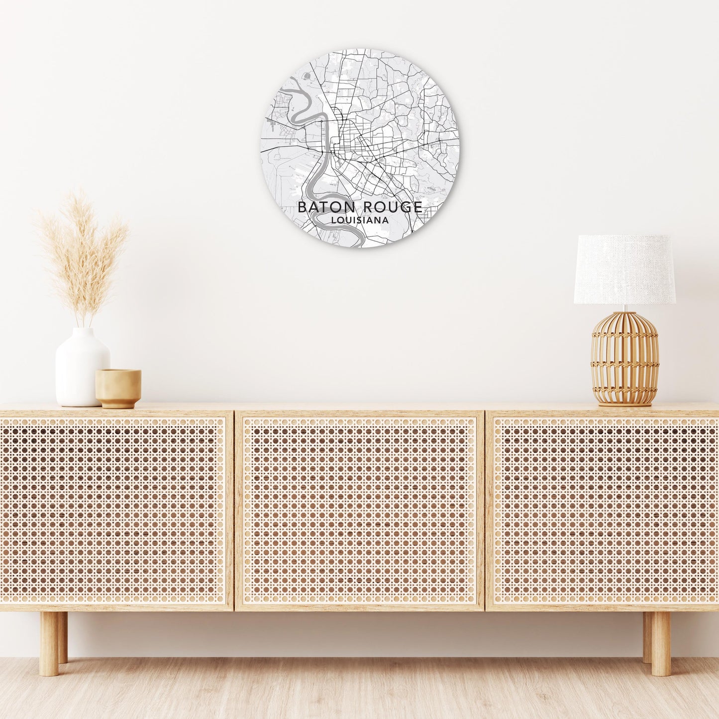 Minimalistic Baton Rouge White Map | Wood Sign | Eaches | Min 1