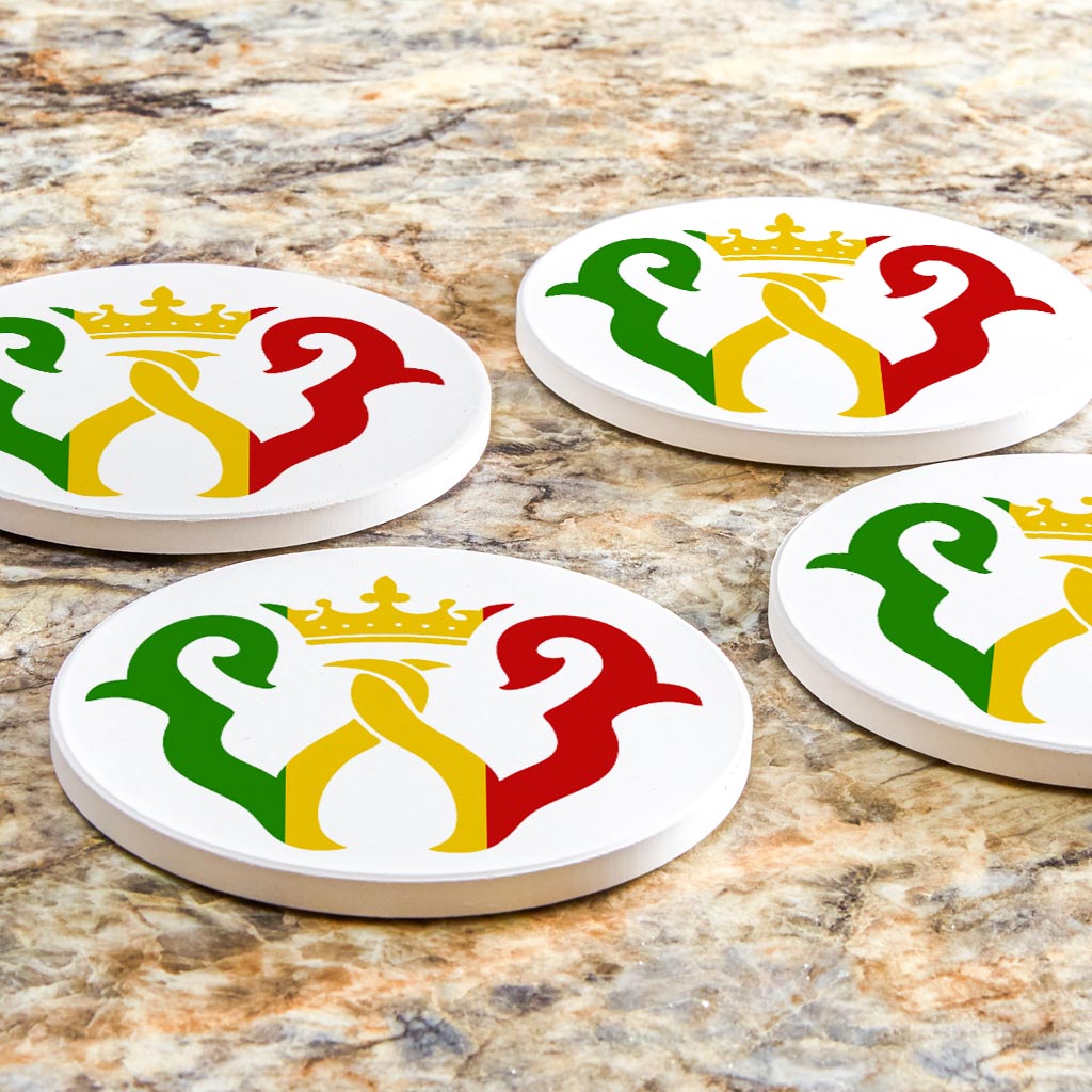 Circle Coasters W Rasta Crown Set of Four | 4x4