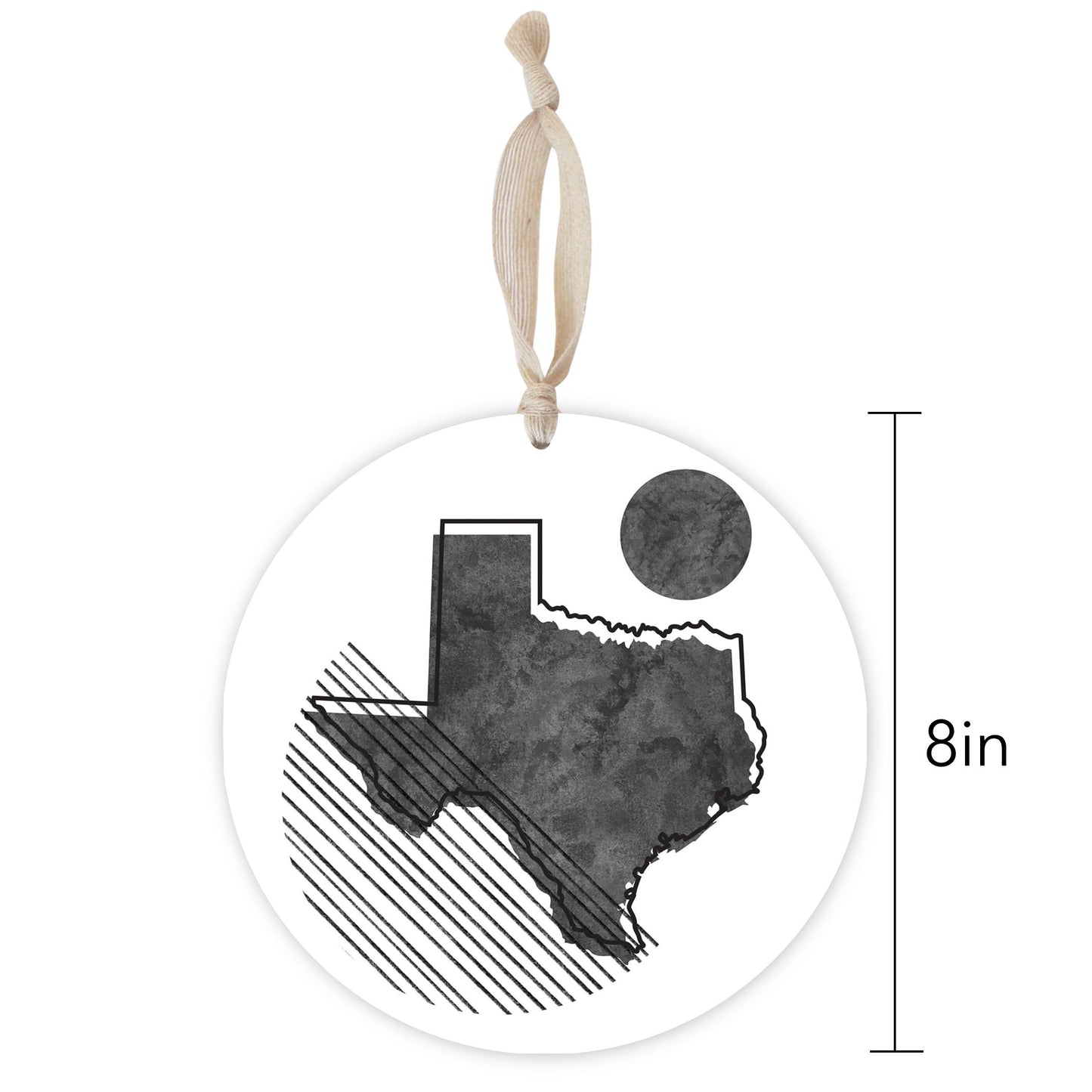 Black And White Geometric On White Texas | Wood Ornament | Eaches | Min 1