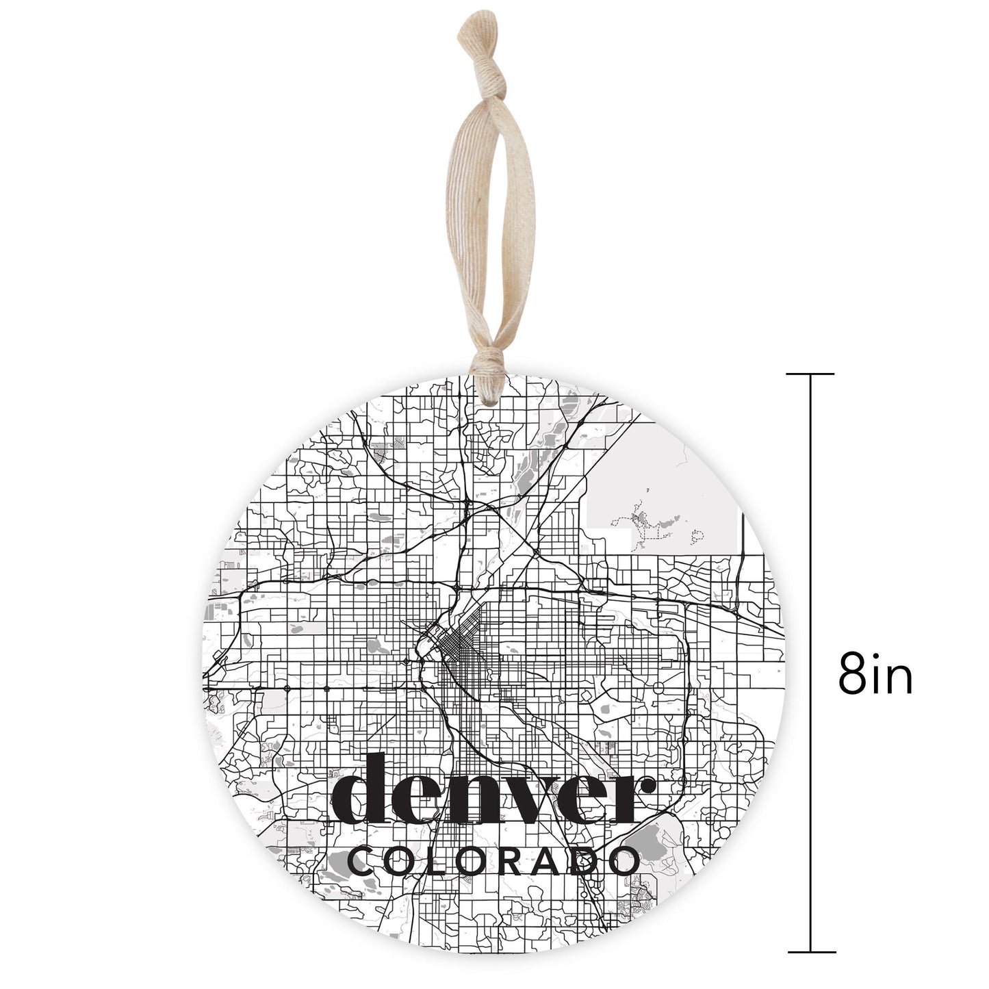 Black And White White Map Colorado Denver | Wood Ornament | Eaches | Min 1