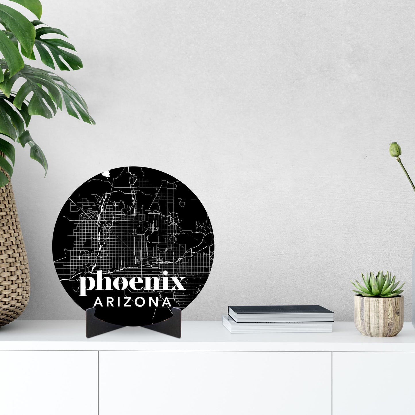 Black And White Black Map Arizona Phoenix | Wood Sign | Eaches | Min 1