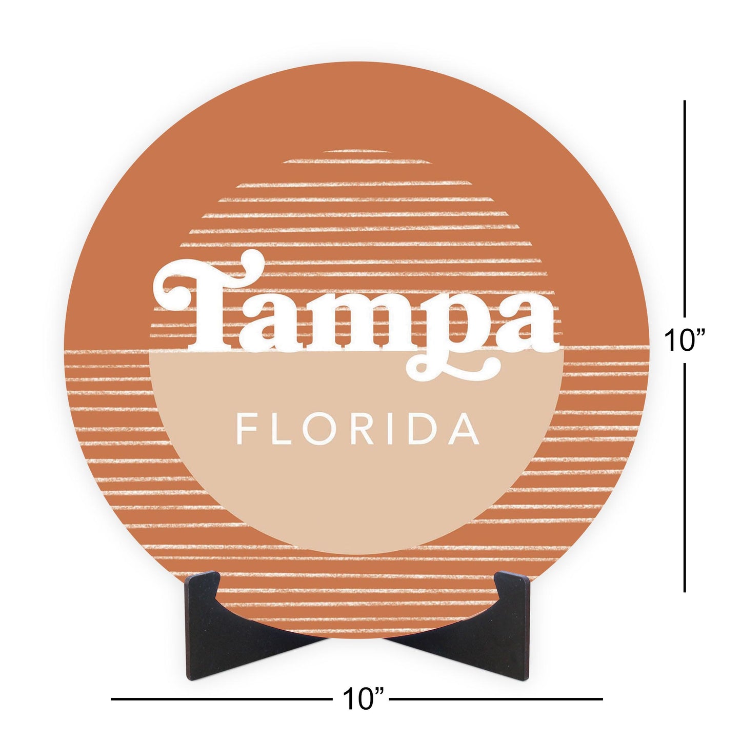 Vintage Groove Half Circle Lines Florida Tampa | Wood Sign | Eaches | Min 1