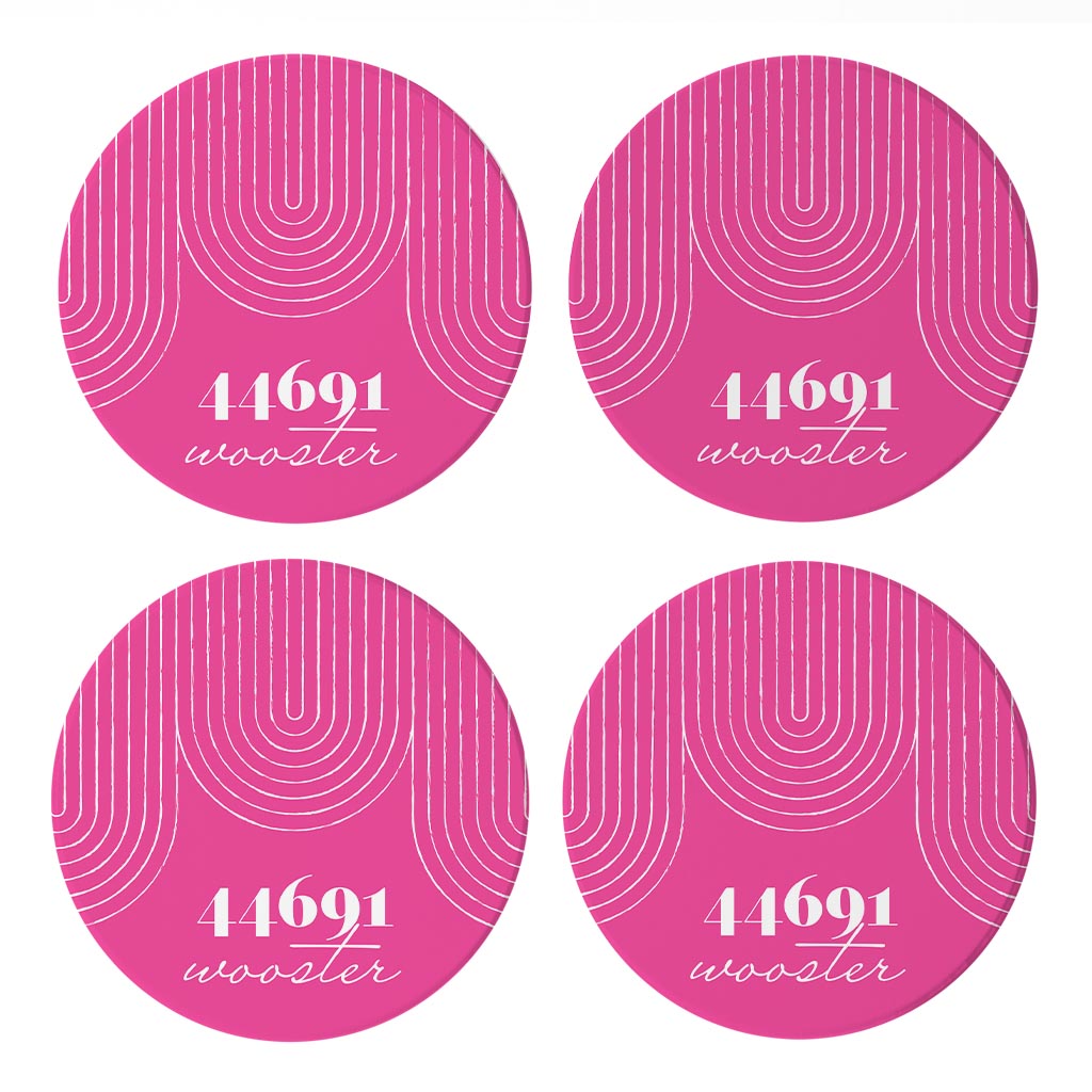 Bright Modern City Zip On Pink Ohio Wooster | Absorbent Coasters | Set of 4 | Min 2