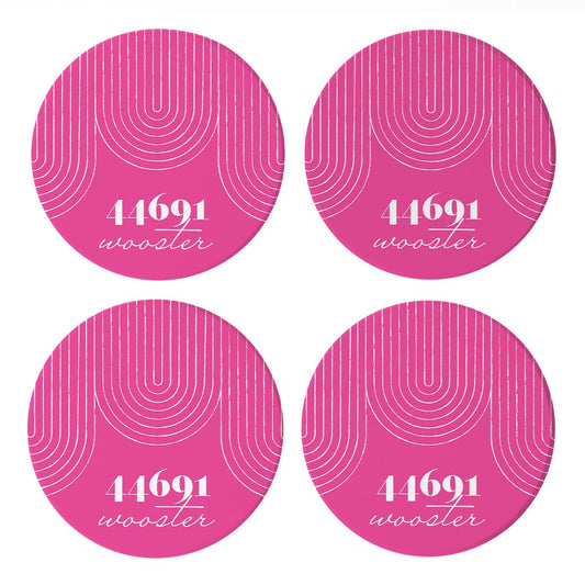 Bright Modern City Zip On Pink Ohio Wooster | Absorbent Coasters | Set of 4 | Min 2