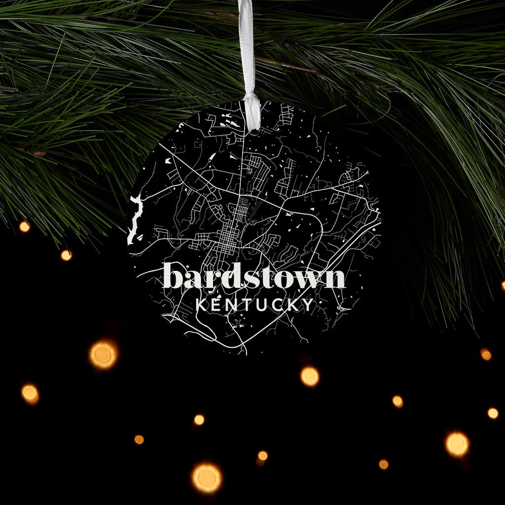 Black And White Black Map Kentucky Bardstown| Wood Ornament | Eaches | Min 6