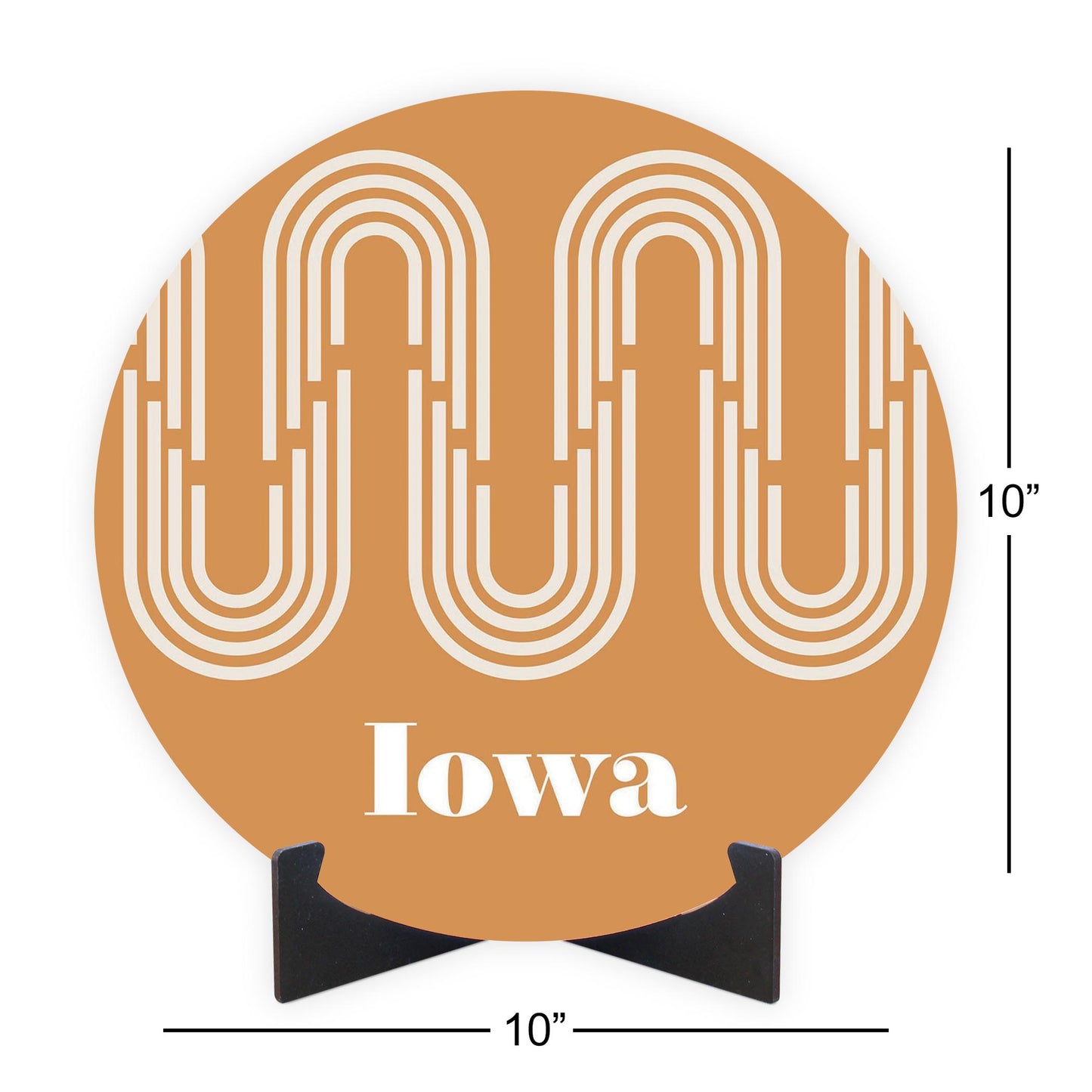 Vintage Groove Yellow Wave Lines Iowa | Wood Sign | Eaches | Min 1