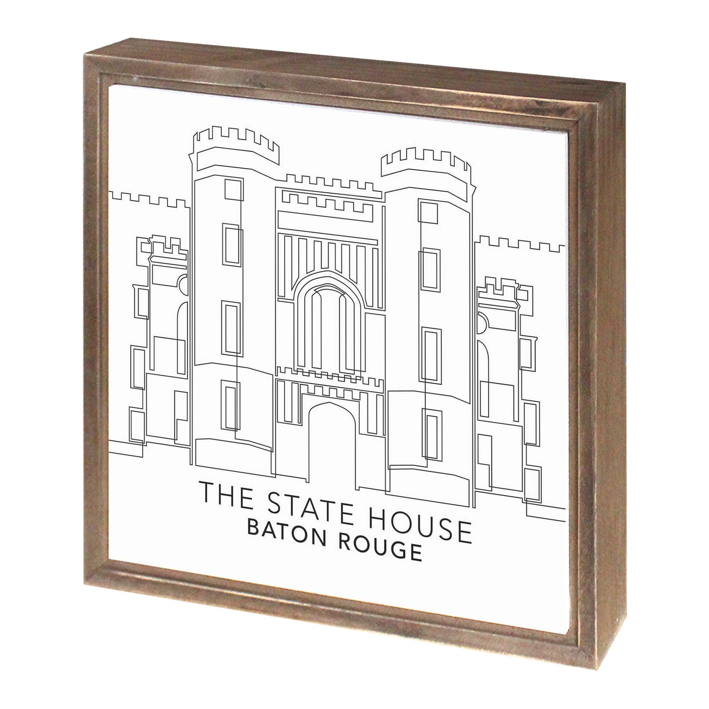 Minimalistic Baton Rouge State House | Wood Sign | Eaches | Min 1