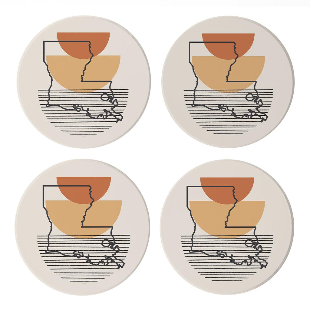 Vintage Groove Shape Stack Louisiana | Absorbent Coasters | Set of 4 | Min 2