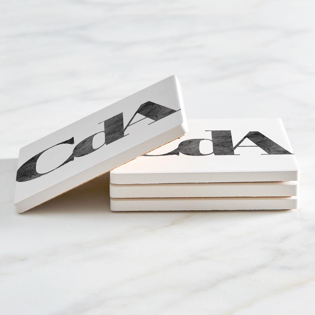 Minimalist B&W Idaho Cda White Initials | Absorbent Coasters | Set of 4 | Min 2