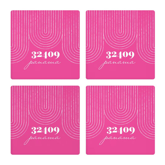 Bright Modern City Zip On Pink Florida Panama | Absorbent Coasters | Set of 4 | Min 2