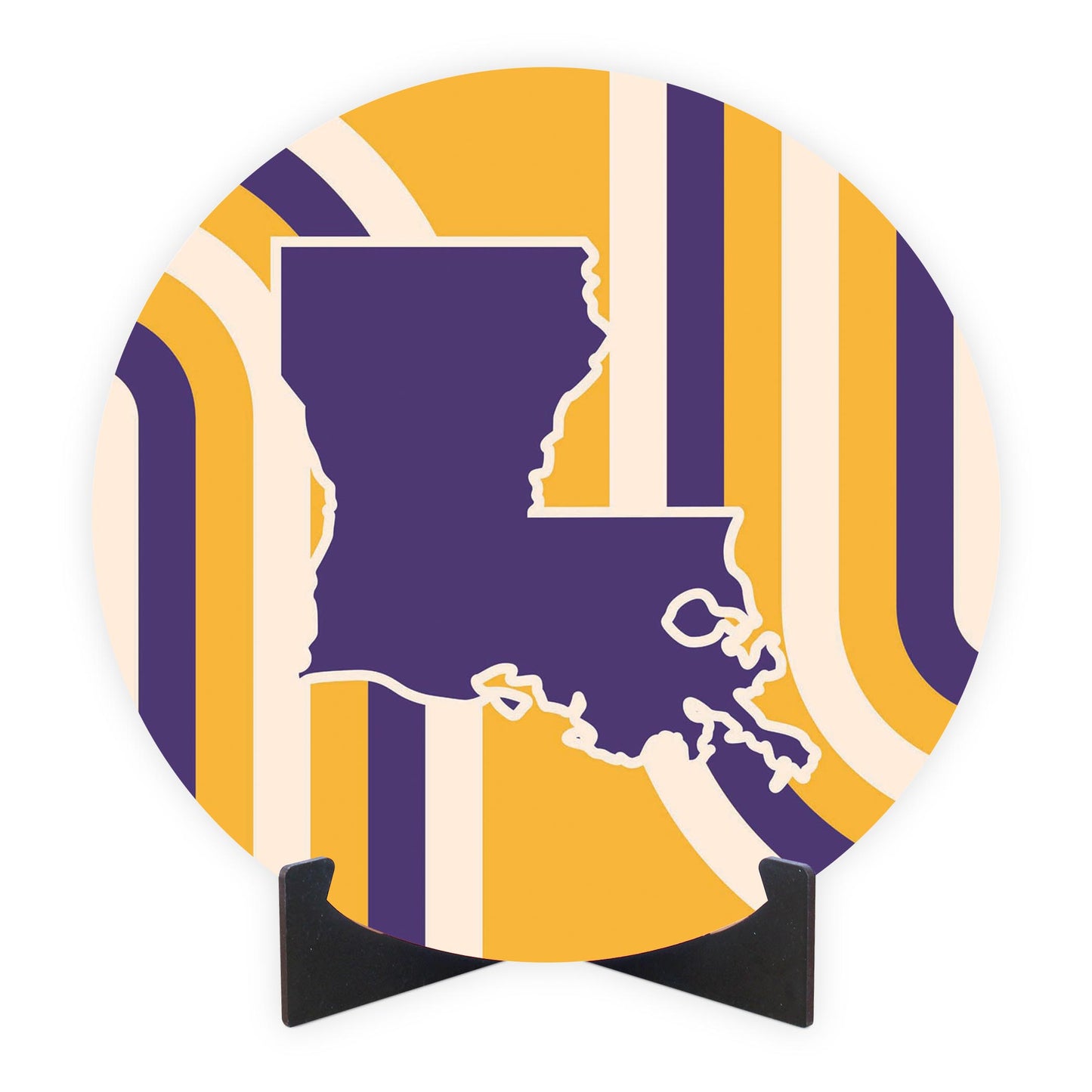 Purple Gold Louisiana Retro State Shape | Wood Sign | Eaches | Min 1