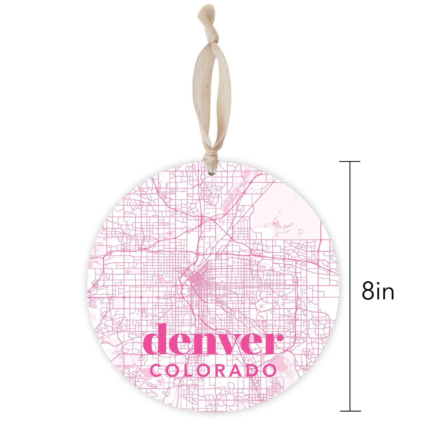 Bright Modern Pink Map Colorado Denver | Wood Ornament | Eaches | Min 1