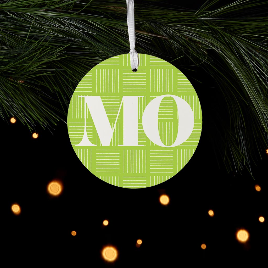 Bright Modern Abbreviated On Green Missouri | Wood Ornament | Eaches | Min 6