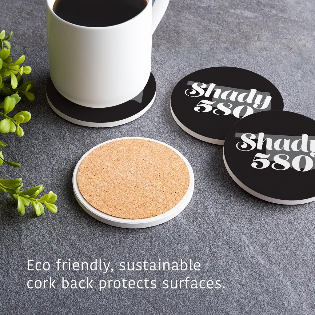 Minimalistic B&W Ardmore Ok Shady 580 Black | Absorbent Coasters | Set of 4 | Min 2