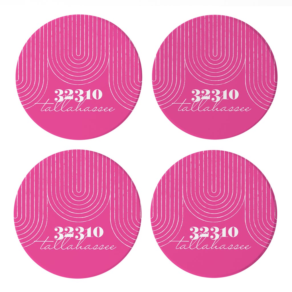 Bright Modern City Zip On Pink Florida Tallahassee | Absorbent Coasters | Set of 4 | Min 2