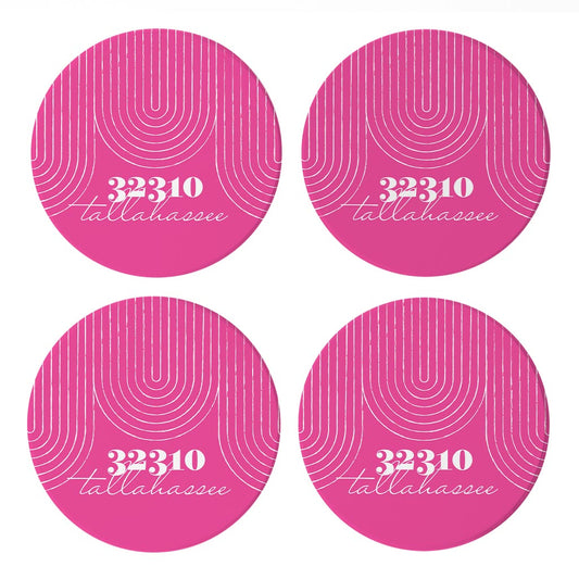 Bright Modern City Zip On Pink Florida Tallahassee | Absorbent Coasters | Set of 4 | Min 2