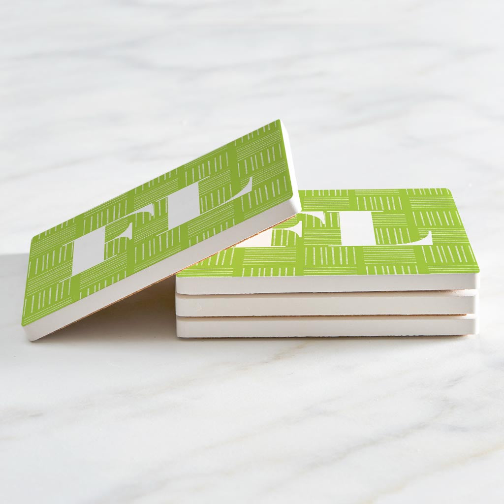 Bright Modern Abbreviated On Green Florida | Absorbent Coasters | Set of 4 | Min 2