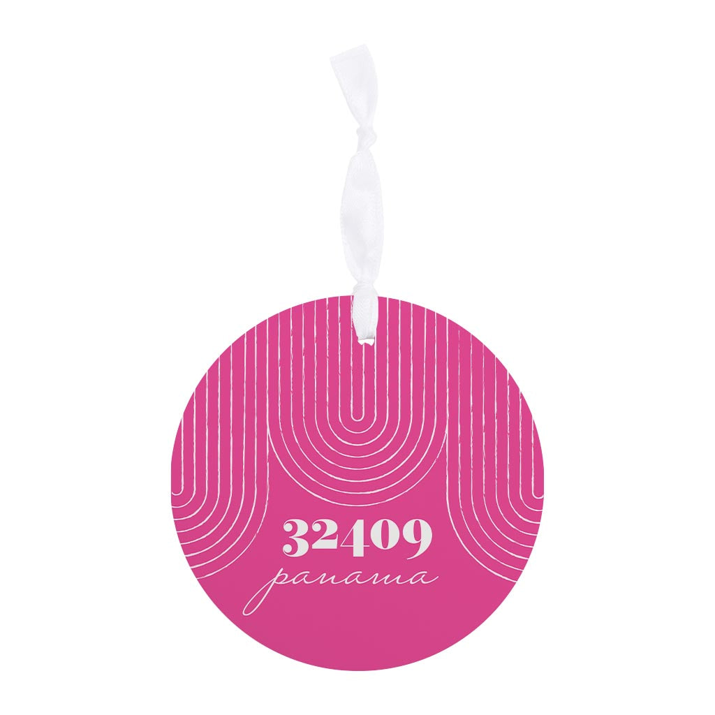 Bright Modern City Zip On Pink Florida Panama | Wood Ornament | Eaches | Min 6