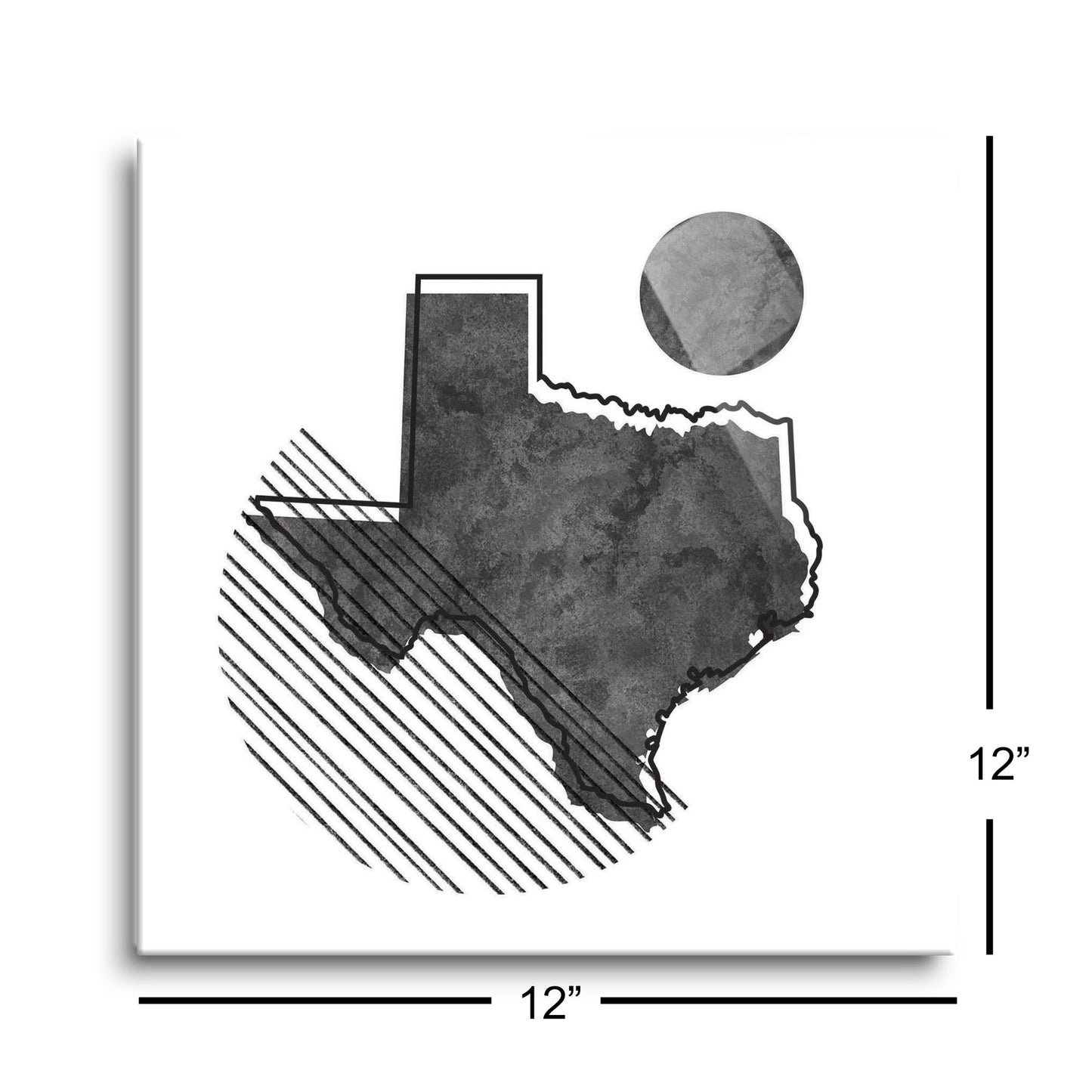 Black And White Geometric On White Texas | Hi-Def Glass Art | Eaches | Min 1