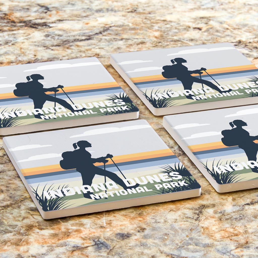 Indiana Dunes Hiker Silhouette | Absorbent Coasters | Set of 4 | Min 2