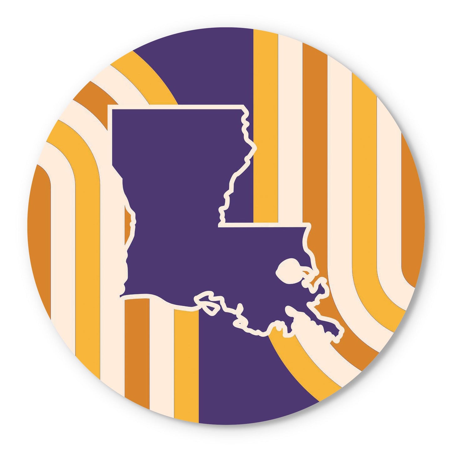 Purple Gold Louisiana Retro State Shape | Wood Sign | Eaches | Min 1