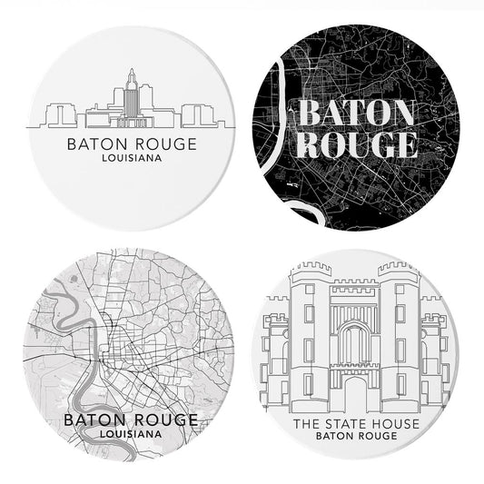 Minimalistic Baton Rouge | Absorbent Coasters | Set of 4 | Min 2