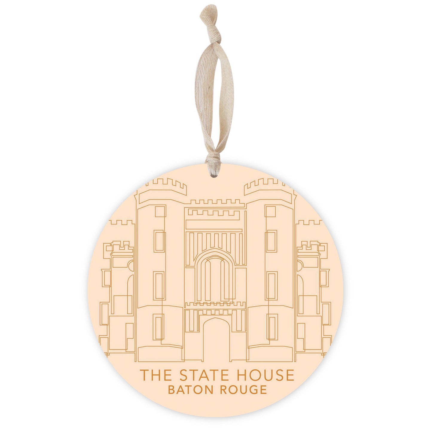 Minimalistic Baton Rouge State House Colorful | Wood Ornament | Eaches | Min 1