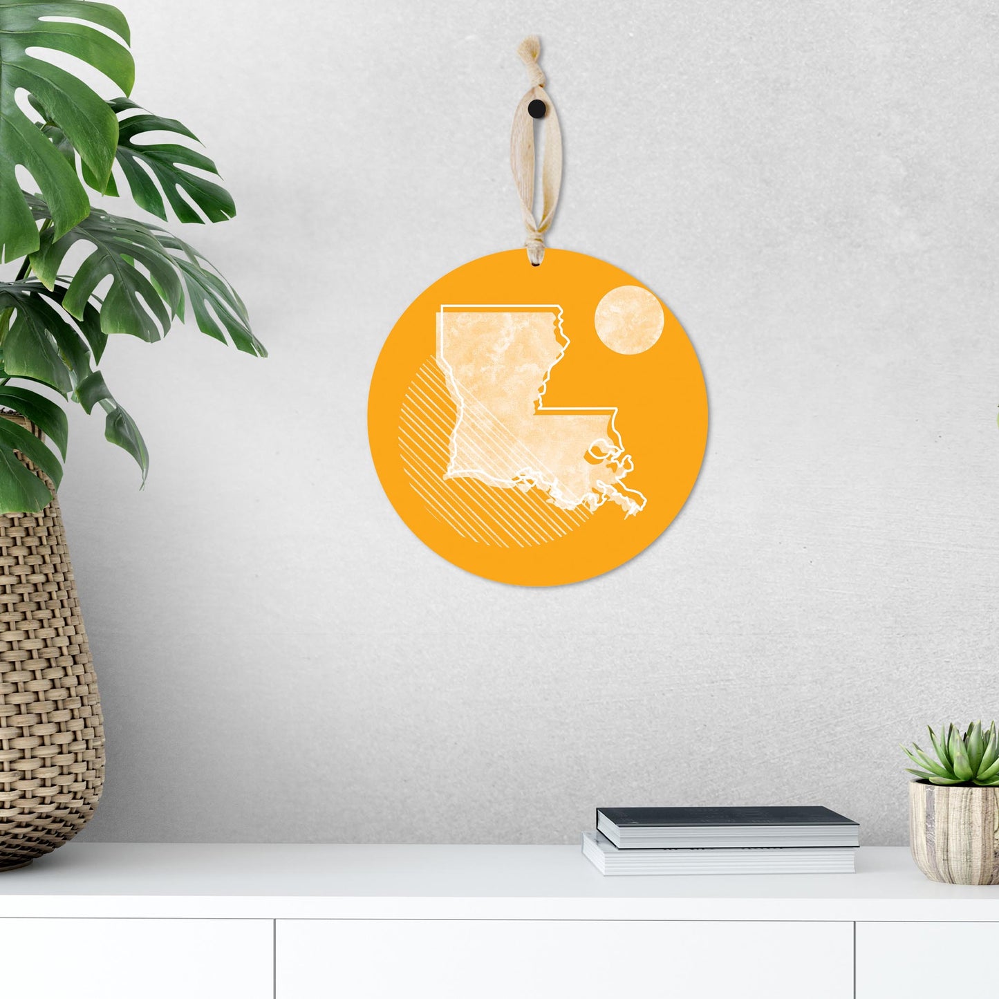 Bright Modern Geometric On Orange Louisiana | Wood Ornament | Eaches | Min 1