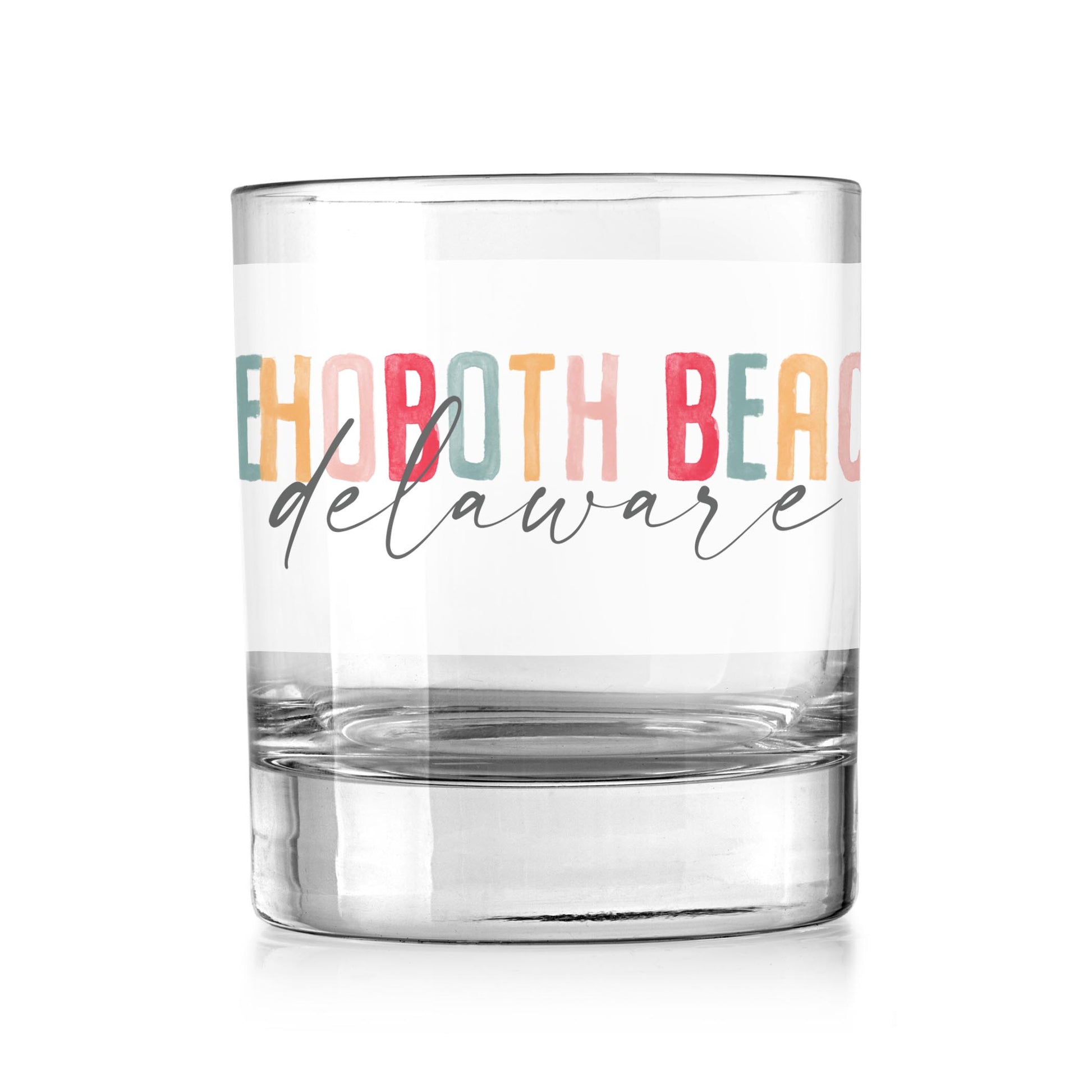 11oz Bourbon Glass-Watercolor City Rehoboth Beach Delaware -0