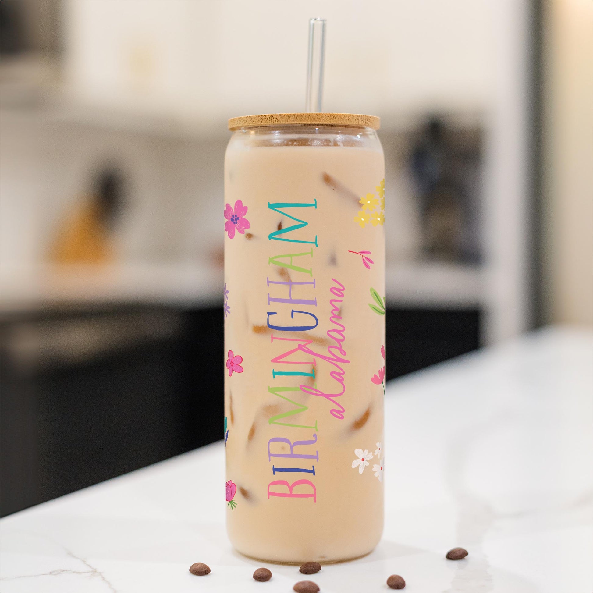 24oz Cold Brew Glass-Flower Confetti City & State -1