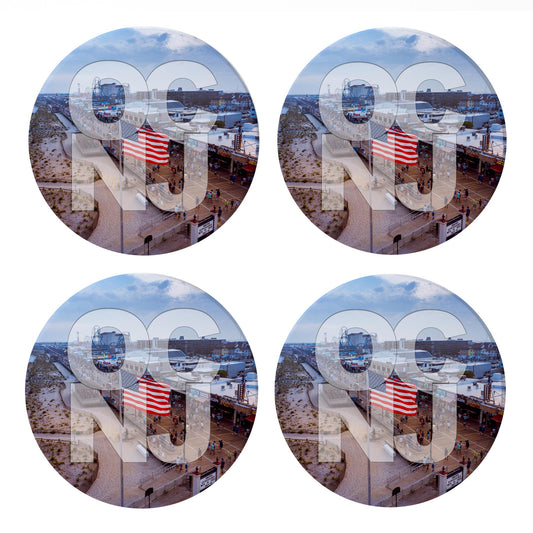 Ceramic Round Coaster 4-Set-OCNJ Flag