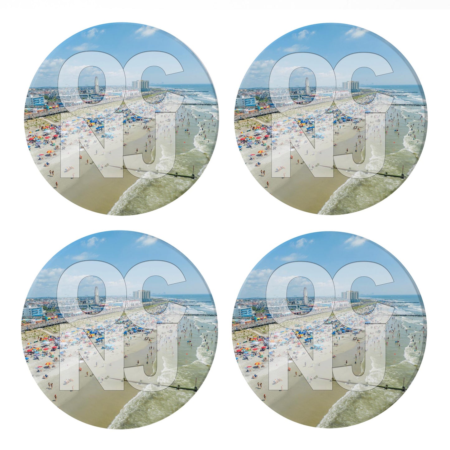 Ceramic Round Coaster 4-Set-OCNJ Beach