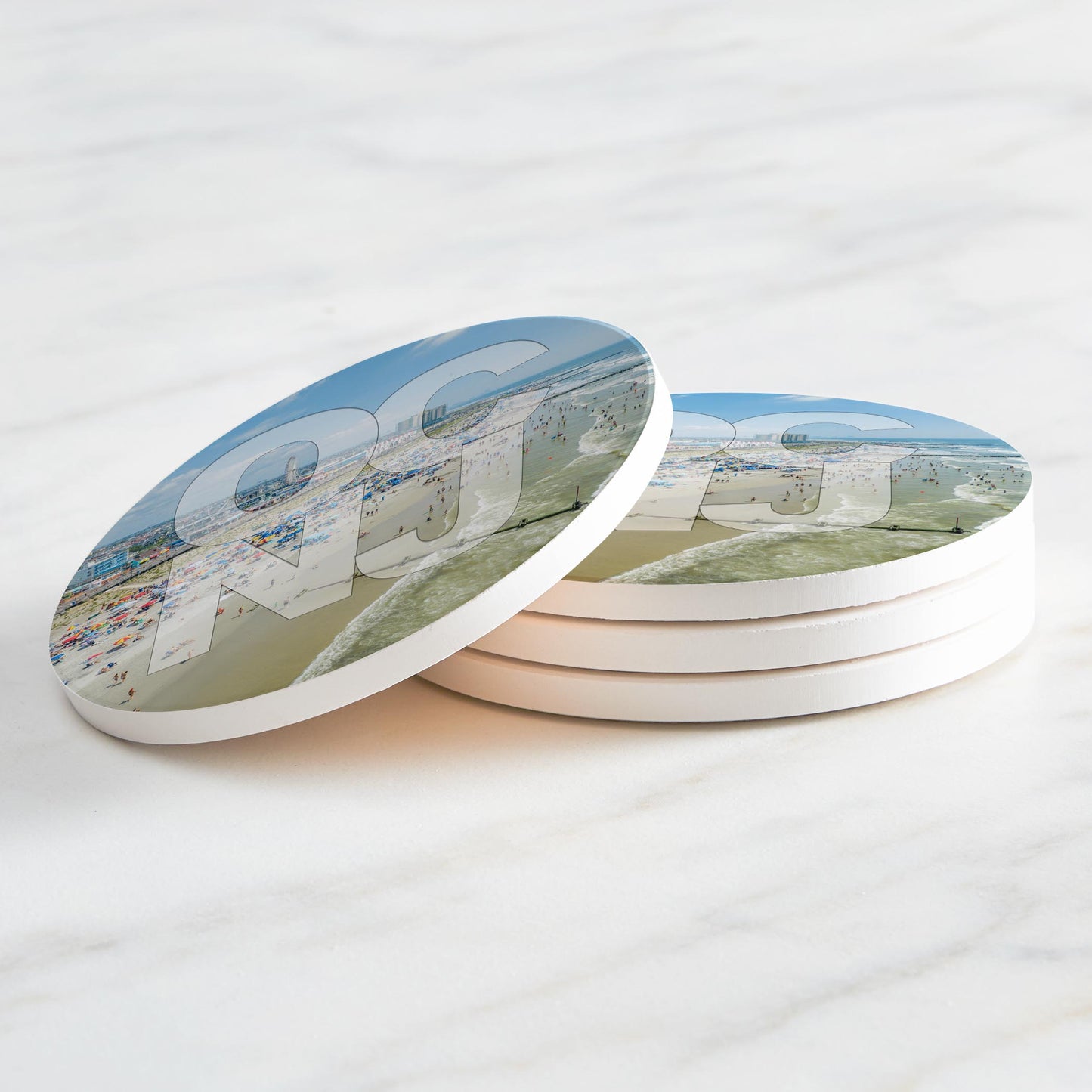 Ceramic Round Coaster 4-Set-OCNJ Beach