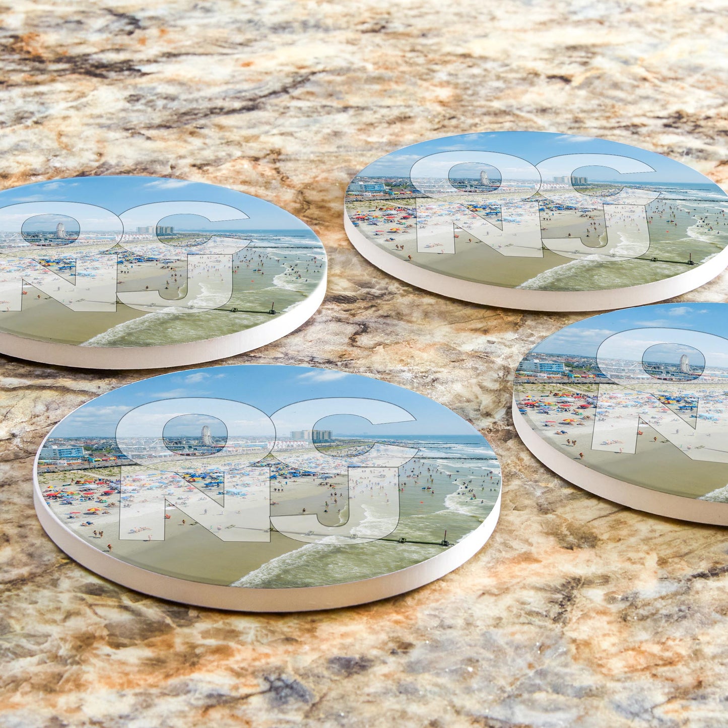 Ceramic Round Coaster 4-Set-OCNJ Beach